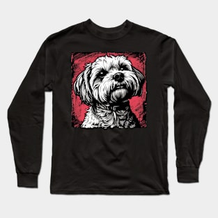 Retro Art Maltese dog Lover Long Sleeve T-Shirt